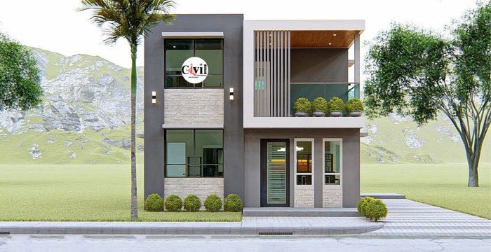 Desain rumah minimalis type 21 dua lantai