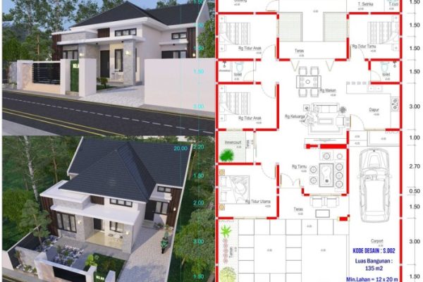 Denah lantai desain lahan 10x12 bangun minimalis desainrumah123