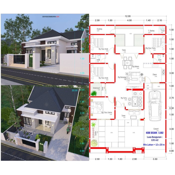 Denah lantai desain lahan 10x12 bangun minimalis desainrumah123