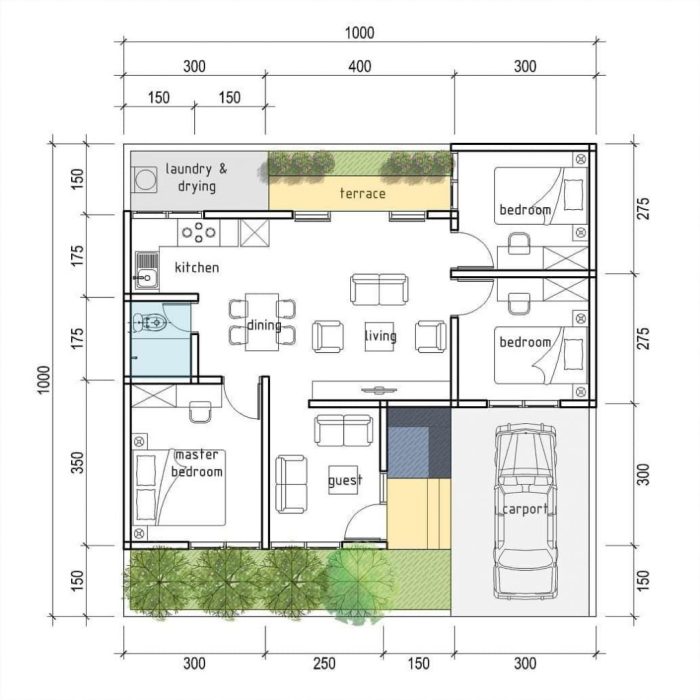 Desain rumah ukuran 10x14