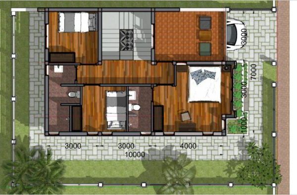 Desain rumah ukuran 7x10 meter