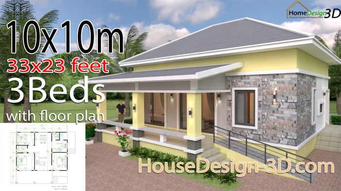 Desain rumah ukuran 9x10m