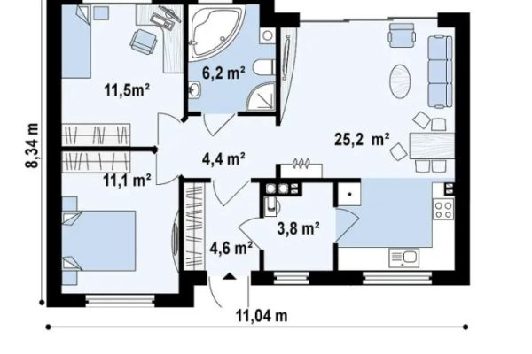 Desain rumah type 60 2 kamar