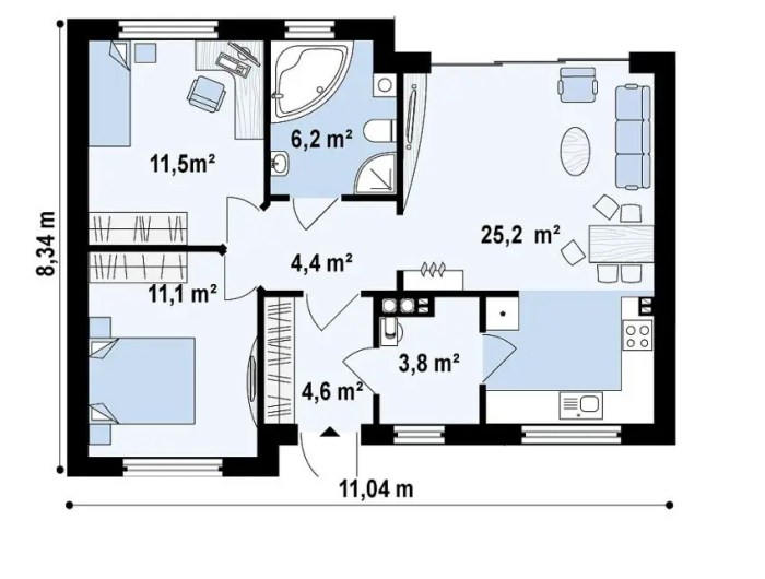 Desain rumah type 60 2 kamar